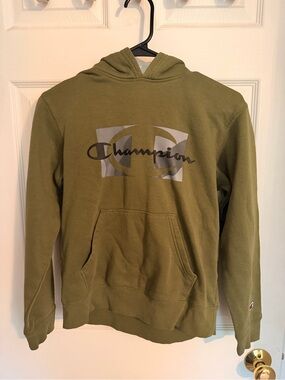 Champion Olive Green Pullover Hoodie with Logo